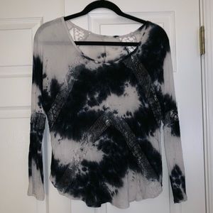 Never worn navy and white top with lace